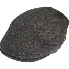 Classic Olive Checked Wool Flat Cap