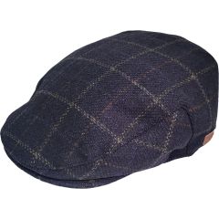 Classic Checked Navy Blue Flat Cap