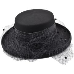 Womens Vintage Wool Felt Cloche Hat-Black