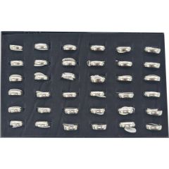 Simple Round Stainless Steel Silver Rings (Box-36Pcs)