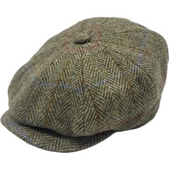 Checked Herringbone Newsboy Cap