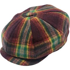 Multicolour Checked Newsboy Cap