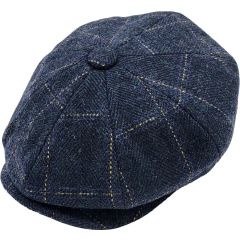 Checked Herringbone Newsboy Cap