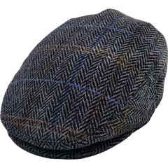 Checked Herringbone Flat Cap