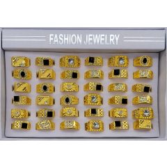 Gold Colours Metal Hip Hop Rings (Box-36Pcs)