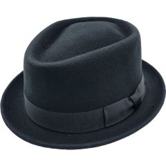 Diamond Crown Pork Pie Hat - Black