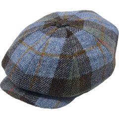 100% Wool Checked Newsboy Cap