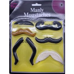 Manly Self-Adhesive Costume Moustache Set (12Pcs)