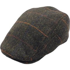 Adjustable Checked Herringbone Pattern Flat Cap