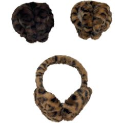 Winter Leopard Faux Fur Ear Muffs (12Pcs)
