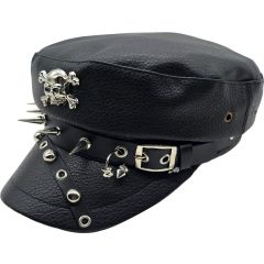 Captain Breton Sailor Cap – Punk Studded Skull Design