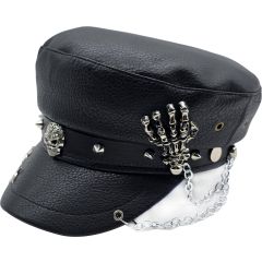 Captain Breton Sailor Cap – Punk Studded Skull Design