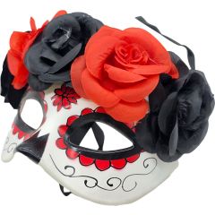 Classic Floral Half-Skull Mask