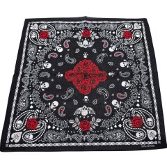 Gothic Skull & Red Rose Bandana (12Pcs)