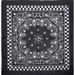 Skull & Checkered Paisley Bandana (12Pcs)