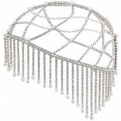 Rhinestone & Pearl Fringe Headpiece