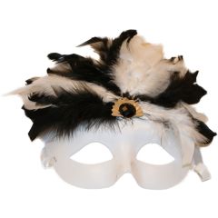 White Feathered Venetian Masquerade Mask