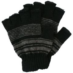Black Fingerless Woolly Winter Gloves
