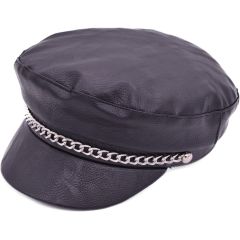 Faux Leather Captain Hat