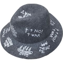 Graffiti Wool Felt Trilby Cloche Hat - Grey