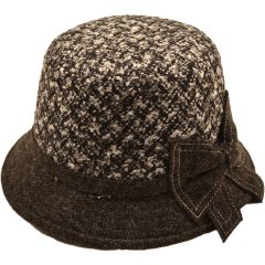Womens Wool Vintage Cloche Hat - Black
