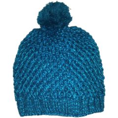 Thick Knitted Sequin Beanie - Turquoise