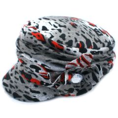 Womens Leopard Print Captains Hat Cap