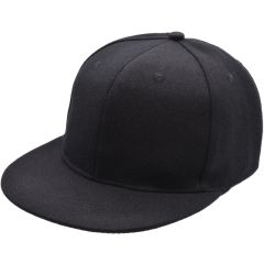 Flat Peak Plain Adjustable Baseball Cap - Black