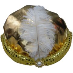 Gold Fancy Dress Feathered Hat
