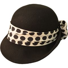 Womens Wool Felt Vintage Cloche Hat - Black