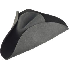 Black Army Military Tricorn Wool Felt Hat