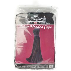 Velvet Hooded Witch Wizard Cape - Black