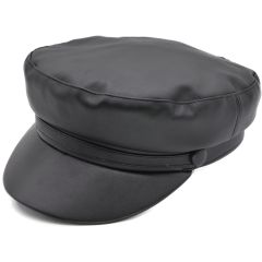 Faux Leather Captain Hat