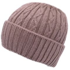 Knitted Beanie Hat - Light Brown