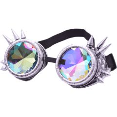 Novelty Spiked Steampunk Diamond Goggles - Rusty Silver