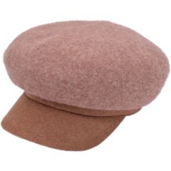 Womens Peaked Wool Cloche Hat - Camel