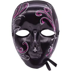 Patterned Black Full Face Masquerade Mask