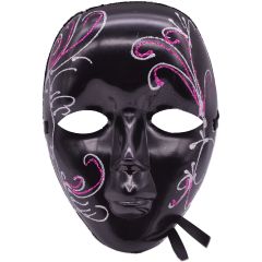 Patterned Black Full Face Masquerade Mask