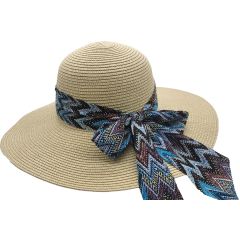 Womens Wide Brim Summer Sun Hat - Beige
