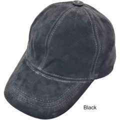 Suede Leather Baseball Cap-Black