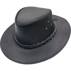 Genuine Wax Leather Cowboy Hat - Brown