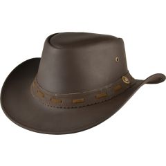 Genuine Leather Cowboy Hat - Brown