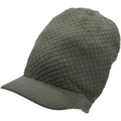 Large Knitted Peaked Rasta Hat - Olive Green