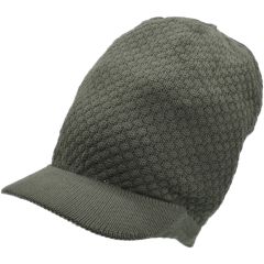 Large Knitted Peaked Rasta Hat - Olive Green