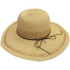 Womens Wide Brim Summer Hat - Beige