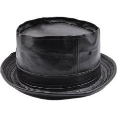 Faux Leather Pork Pie Hat