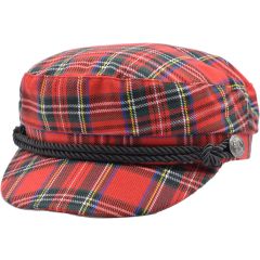 Red Tartan Casual Captains Cap