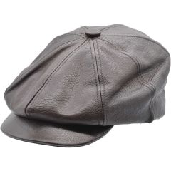 Genuine Leather Newsboy Cap