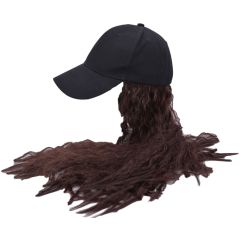 Baseball Cap With Wig (12pcs)