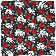Skull And Rose Patterned Bandana (12pcs)
